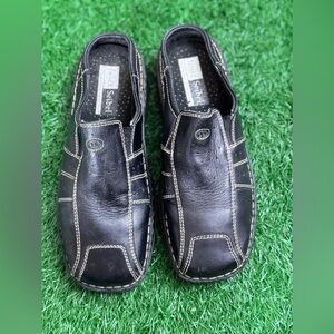 Josef Seibel Black Leather Slip-On‎ Loafers Size 38